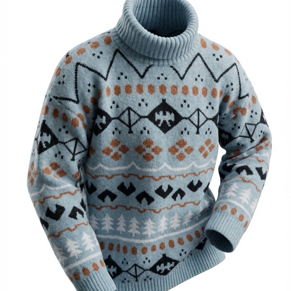 Women’s Blue Patterned Sweater X Large YT12